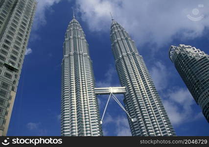 the architecture of the Petronas Twin Towers in the city of Kuala Lumpur in Malaysia. Malaysia, Kuala Lumpur, January, 2003