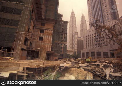 the architecture of the Petronas Twin Towers in the city of Kuala Lumpur in Malaysia. Malaysia, Kuala Lumpur, August, 1997