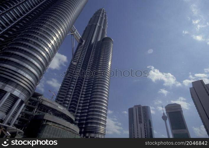 the architecture of the Petronas Twin Towers in the city of Kuala Lumpur in Malaysia. Malaysia, Kuala Lumpur, January, 2003