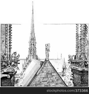 The area lead Notre Dame, vintage engraved illustration. Paris - Auguste VITU ? 1890.