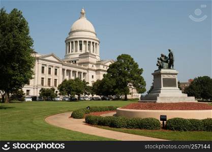 The Arkansas State House Architecture is shown here locatred in Little Rock AR