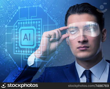 The artificial intelligence concept with businessman. Artificial intelligence concept with businessman