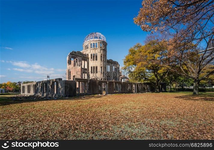 The Atomic Bomb Dome or Genbaku Dome is the Nuclear Memorial at Hiroshima , Japan