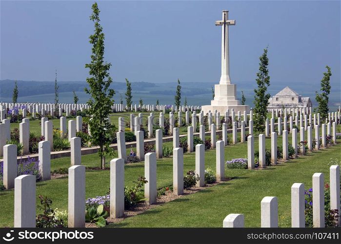 The Australian Cemetery in the Vallee de la Somme in the Le Nord and Picardy region of France. The Battle of the Somme took place in the First World War between 1st July and 21st November 1916. Over 600,000 allied and 465,000 German troops lost there lives in the battle.