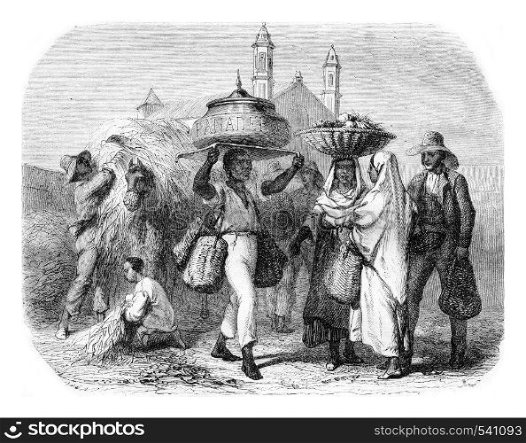 The Baker, Cuba, vintage engraved illustration. Magasin Pittoresque 1857.