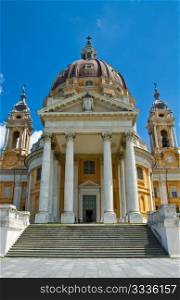 The baroque Basilica di Superga church on the Turin hill, Italy