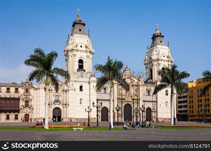The Basilica Cathedral of Lima is a Roman Catholic cathedral located in the Plaza Mayor in Lima, Peru