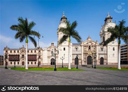 The Basilica Cathedral of Lima is a Roman Catholic cathedral located in the Plaza Mayor in Lima, Peru
