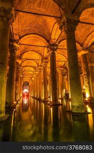 "The Basilica Cistern ("Sunken Palace", or "Sunken Cistern"), is the largest of several hundred ancient cisterns that lie beneath the city of Istanbul (formerly Constantinople), Turkey."