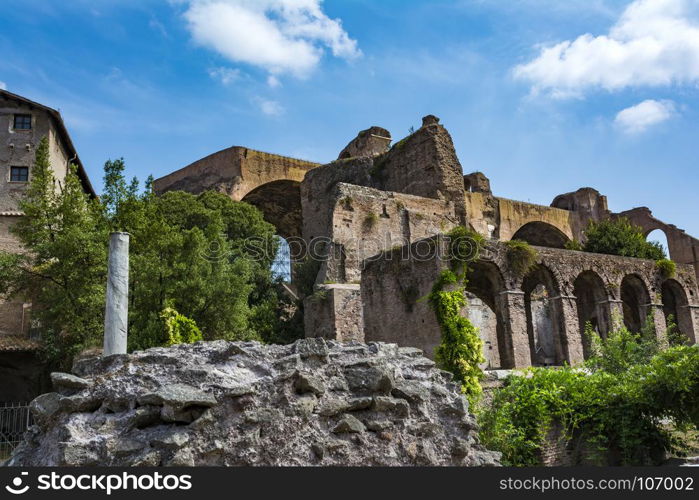 The Basilica of Constantine and Maxentius in the Roman Forum. The Basilica of Constantine and Maxentius in the Roman Forum in Rome, Italy