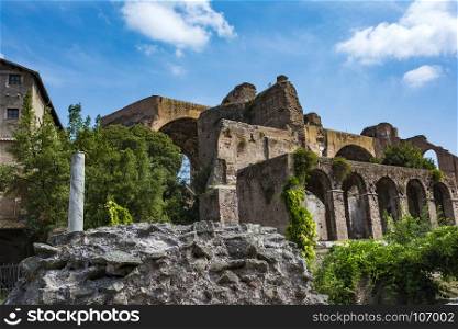 The Basilica of Constantine and Maxentius in the Roman Forum. The Basilica of Constantine and Maxentius in the Roman Forum in Rome, Italy