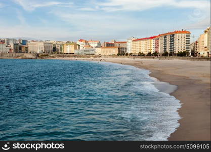 The beach in Coruna, a beautiful town in the North of Spain
