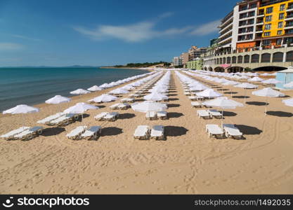 The beach of Nessebar on the Bulgarian Black Sea coast