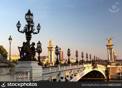 The beautiful Alexander III bridge in Paris