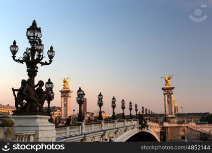 The beautiful Alexander III bridge in Paris