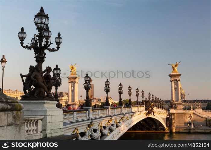The beautiful Alexander III bridge in Paris