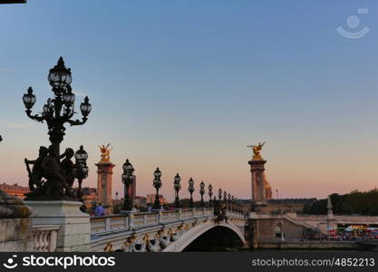 The beautiful Alexander III bridge in Paris