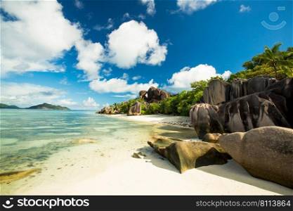 The beautiful Anse Source D’Argent beach in La Digue Island, Seychelles