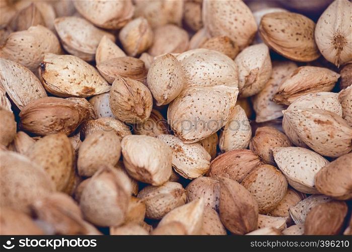 the beautiful background of useful almonds