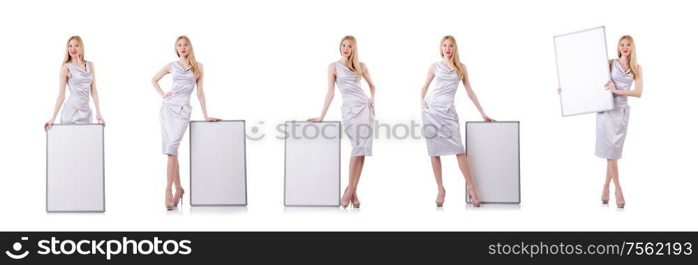 The beautiful blond in elegant dress isolated on white. Beautiful blond in elegant dress isolated on white
