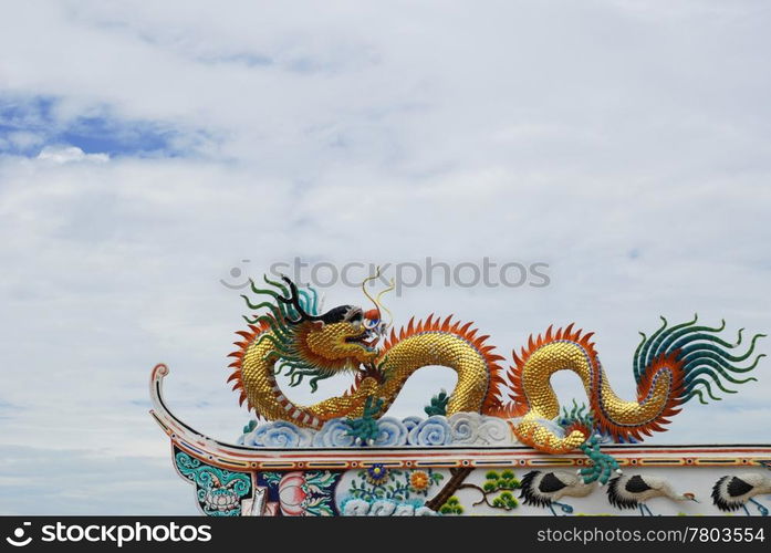 The Beautiful chinese dragon with blue sky