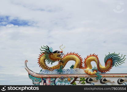 The Beautiful chinese dragon with blue sky