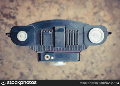 The beautiful design of an old vintage camera with analogic film