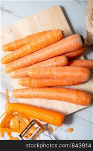 the beautiful garden carrots ready to peeling