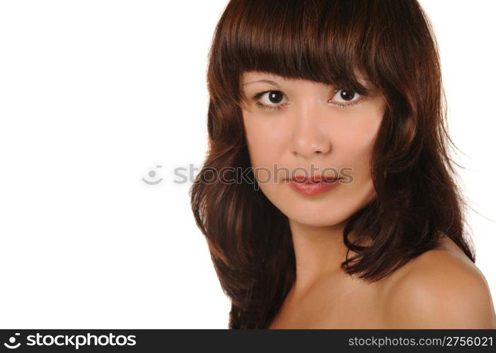 The beautiful girl on a white background. The Asian nationality