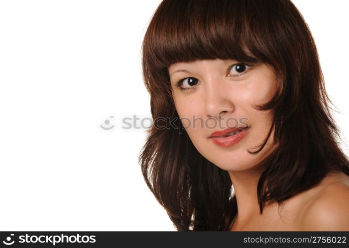 The beautiful girl on a white background. The Asian nationality