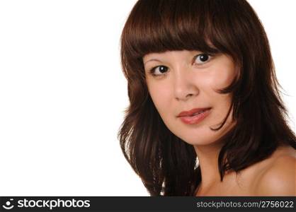 The beautiful girl on a white background. The Asian nationality
