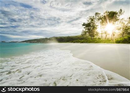 The beautiful Grand Anse Beach in La Digue, Seychelles
