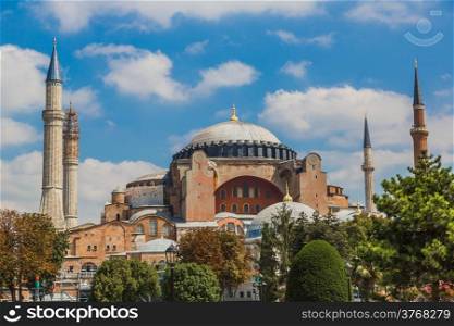 The Beautiful Hagia Sofia in Istanbul. One of most famous mosque, also marked as one of Asian 7th wonders located in Istanbul, Turkey