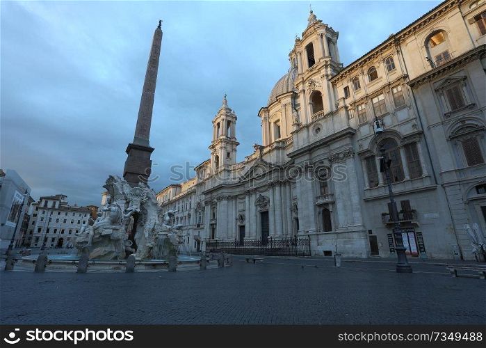 The beautiful Piazza Navona at sunset, Rome. Italy