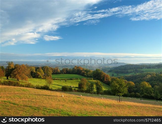 The beautiful rolling Gloucestershire countryside, England.