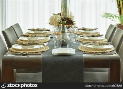 The beautiful table ware on dining table