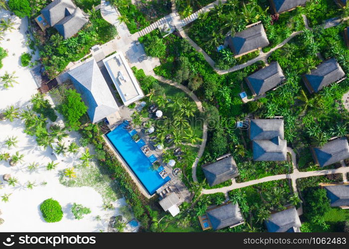 The beautiful tropical Island of Zanzibar aerial view. sea in Zanzibar beach, Tanzania.