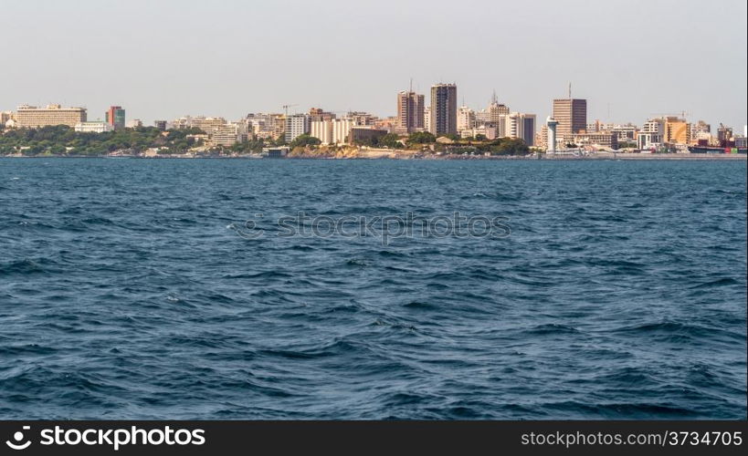 The beautiful waters of the Atlantic ocean with its rocky coastline near the City of Dakar in Senegal