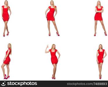 The beautiful woman in red dress isolated on white. Beautiful woman in red dress isolated on white