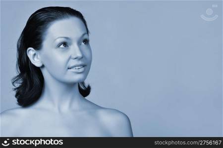 The beautiful young woman. Natural beauty. Cold tone