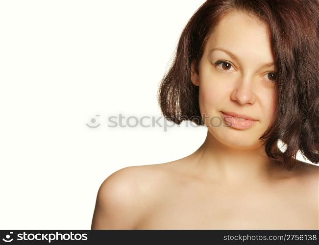 The beautiful young woman. Natural beauty. It is isolated on a white background