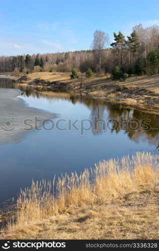 The beginning of spring, the last ice on the lake