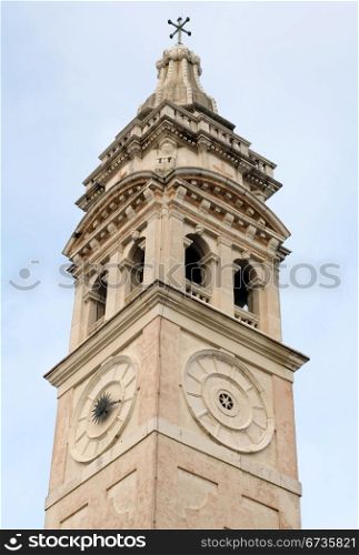 The bell tower of a church, Venice, Italy