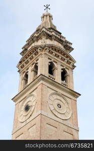 The bell tower of a church, Venice, Italy