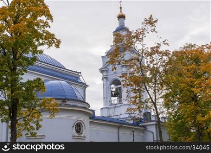 the bell tower of the building of one of the temples. Spaso Preobrazhensky Cathedral in Viborg.