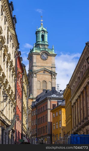 The bell tower of the Cathedral of St. Nicholas. Stockholm. Sweden