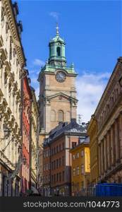 The bell tower of the Cathedral of St. Nicholas. Stockholm. Sweden