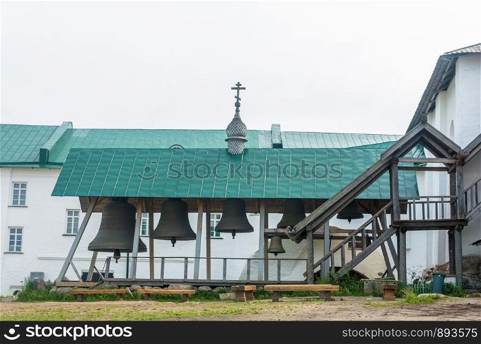 The bells of the Spaso-Preobrazhensky Solovetsky monastery in time zvonice, Arkhangelsk oblast, Russia.