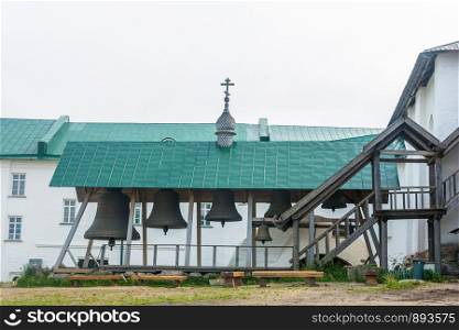The bells of the Spaso-Preobrazhensky Solovetsky monastery in time zvonice, Arkhangelsk oblast, Russia.