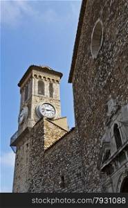 The belltower and the clock of the Church of Our Lady of Hope in Cannes, France.